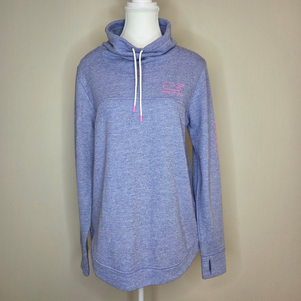 Vineyard Vines Womens XS Purple Heathered Shirt Funnel‎ Neck Pullover Pink Whale